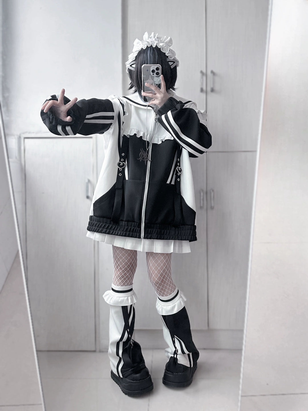Tenshi Kaiwai Set Sailor Collar Jacket With Ruffle And Heart Buckle 34896:481104