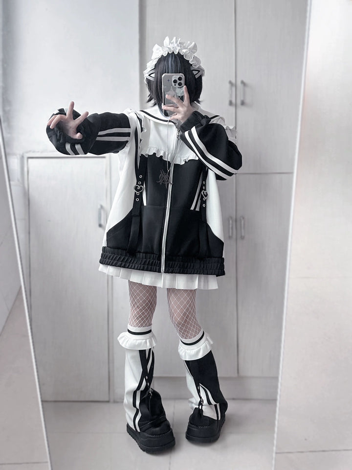 Tenshi Kaiwai Set Sailor Collar Jacket With Ruffle And Heart Buckle 34896:481104