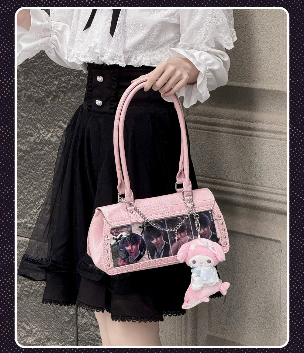 Bat-Inspired Itabag, Croc Texture & Clear Display Window 44930:829003