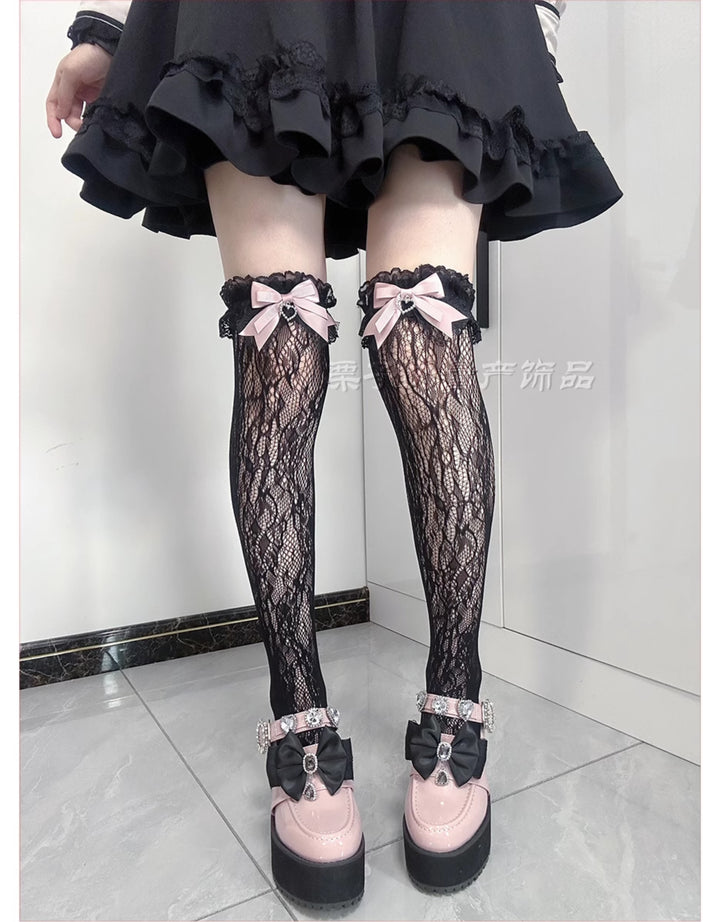 Jirai Kei Socks Bow Lace Over-knee Socks Multicolor 21580:751908