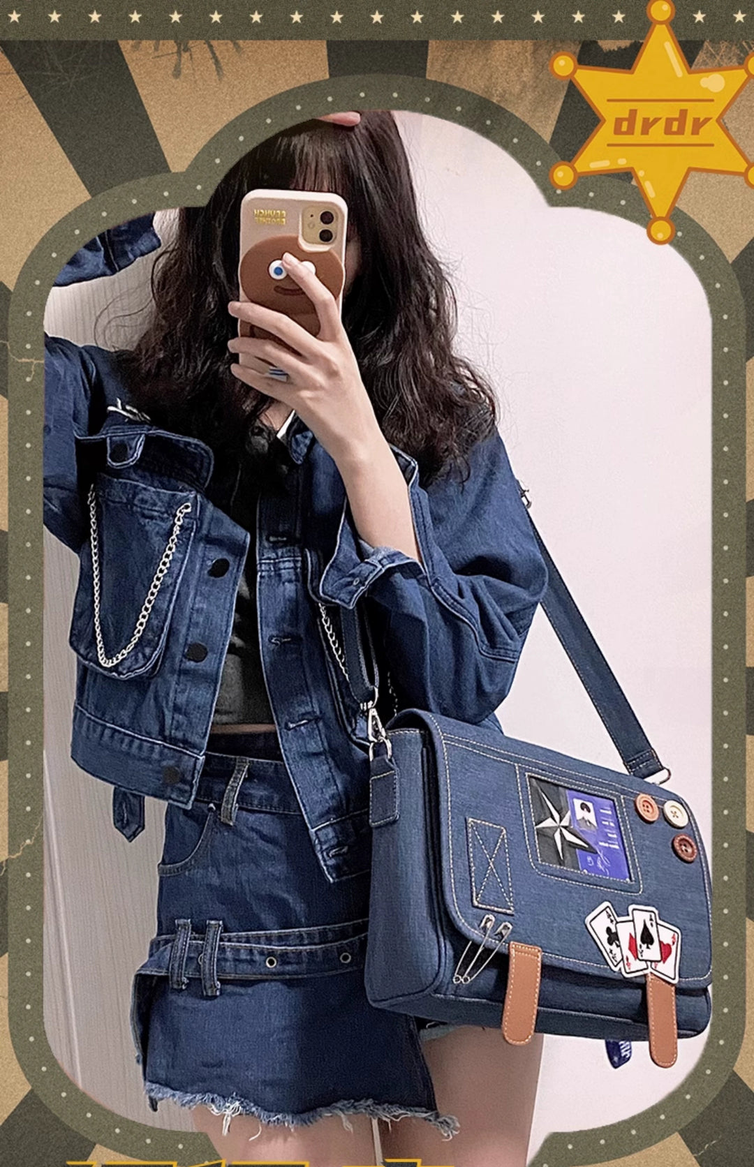 Kawaii Ita Bag Denim Crossbody Bag Large Capacity Handbag 37050:551666