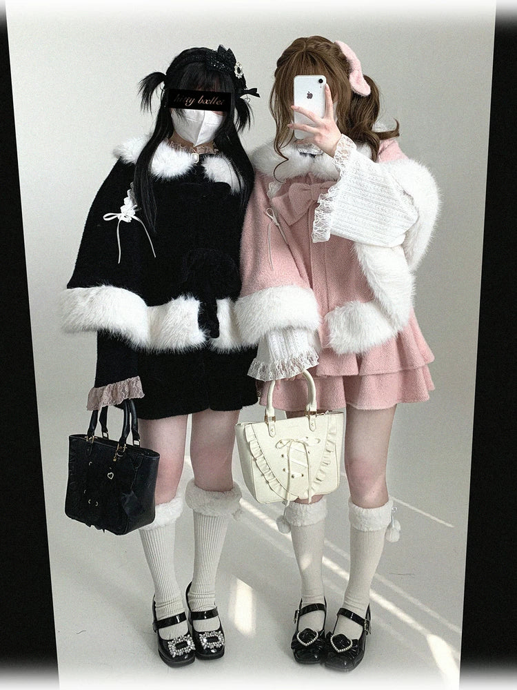 Sweet Bunny Ear Winter Cape, Polar Fleece Lining 44474:809726