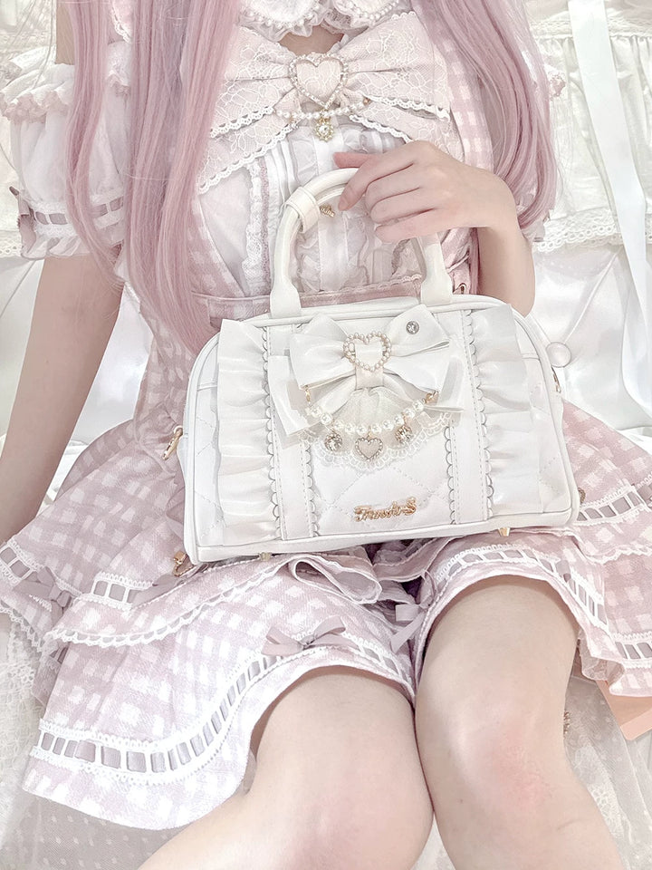 Jirai Kei 2-Way Handbag, Bow-Pearl Side Charm 44558:813683