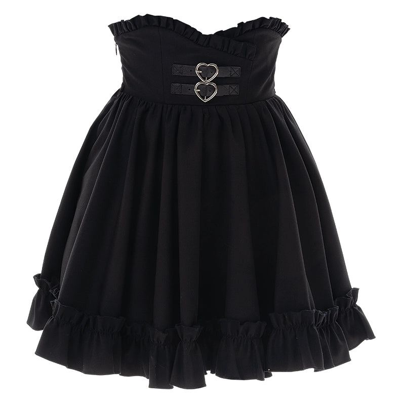Jirai Kei Blue Open Shoulder Blouse, Flounce Hem Skirt (L M S XL) 21966:350988