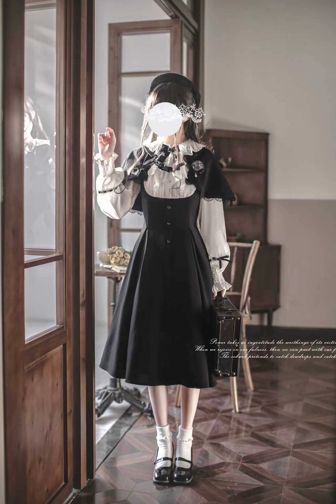 Preppy Sytle Dress, Detachable Cape 44123:798531
