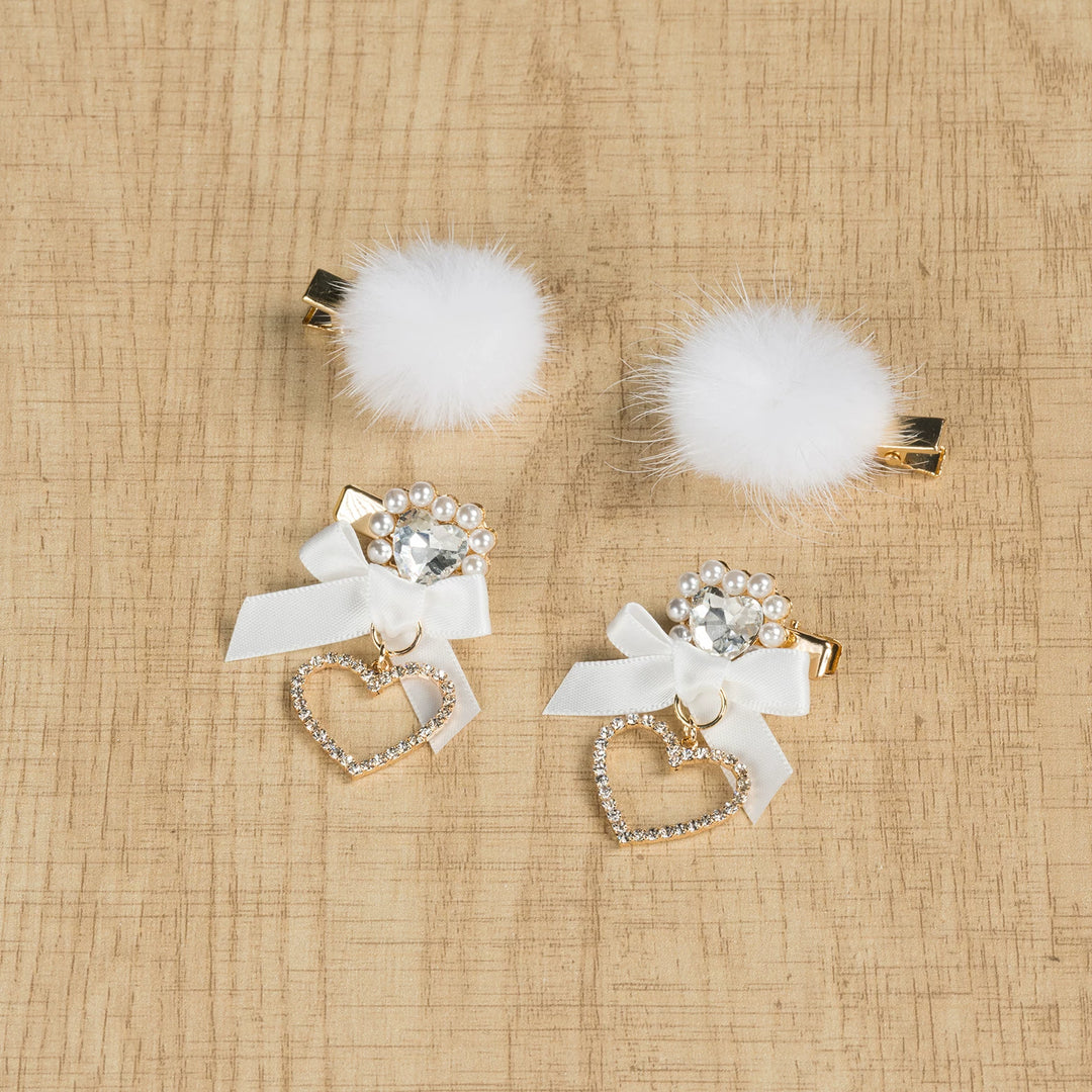 Jirai Kei Mini Hair Clips, Bow and Pompom Styles 44464:816479