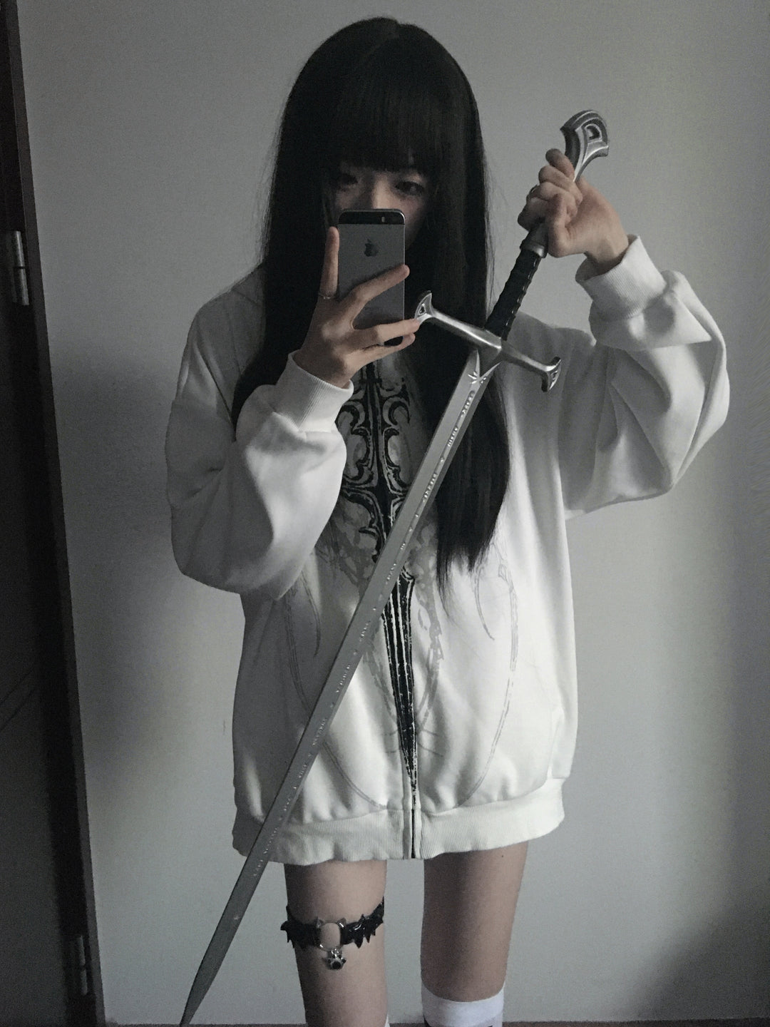Cotton Jirai Kei Coat Gothic Punk Style with Oversized Design 42386:737984
