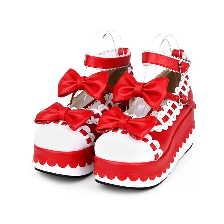 Lolita Shoes Platform Shoes With Bows And Laces 31792:568636