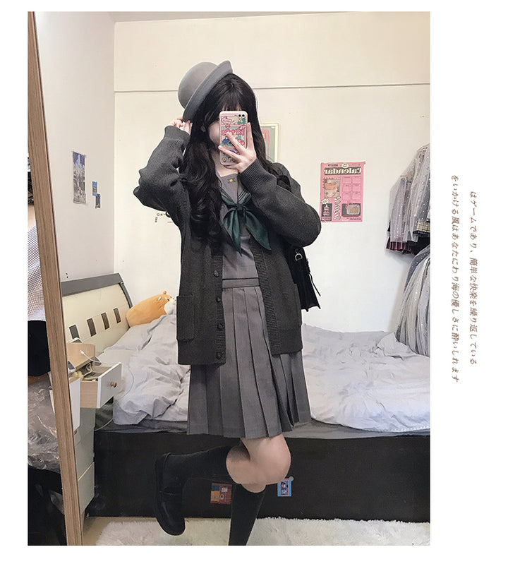 JK Uniform V-Neck Cardigan for Kansai-Collar Style Multicolor 42668:748725