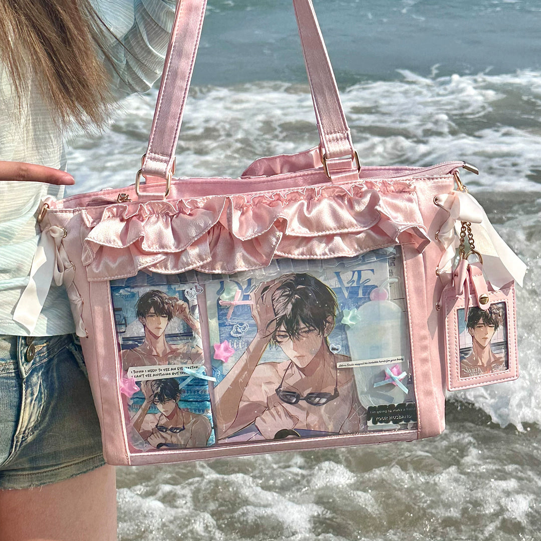 Large Capacity Satin Lolita Ita Bag Handle/Crossbody Strap (Pink) 43100:765731
