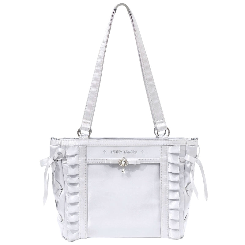 Large-Capacity Ita Bag, Clear Window Front + Rhinestones (Silver) 43231:779277