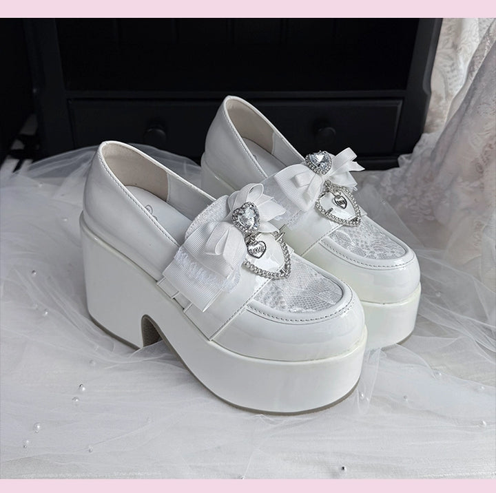 Ryousangata High Platform Heeled Shoes (White / 35 36 37 38 39 40 41) 43986:791614