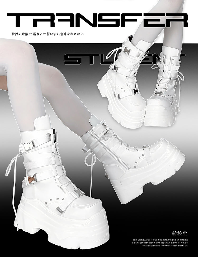 Punk Platform Boots with Mid-calf Length Shaft 42713:750142