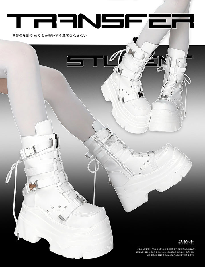 Punk Platform Boots with Mid-calf Length Shaft 42713:750142