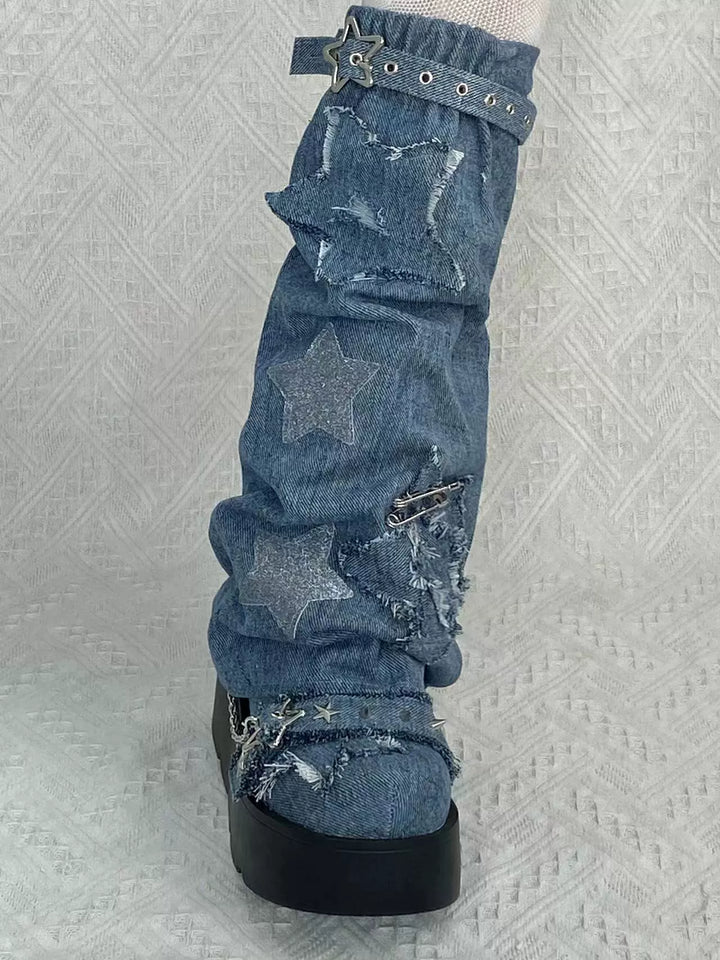 Y2K Platform Shoes Gyaru Fashion Boots Canvas Combat Boots 35060:487894