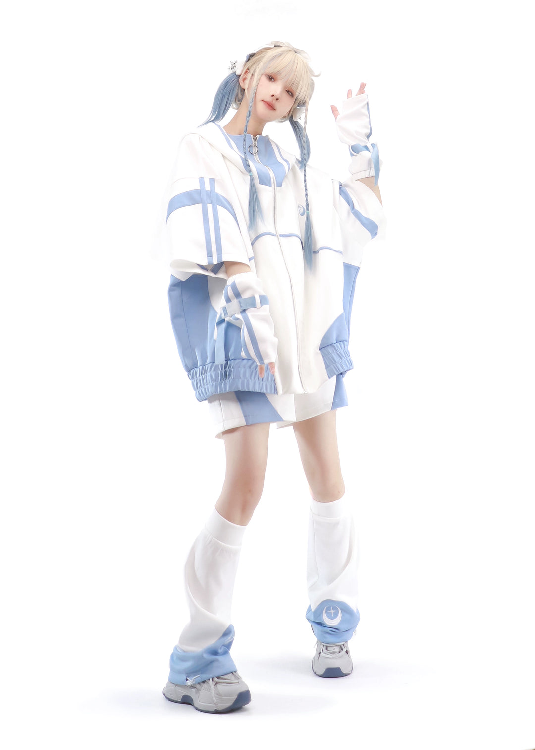 Multicolor Tenshi Kaiwai Jacket Set, Pockets, Zipper 29164:357038