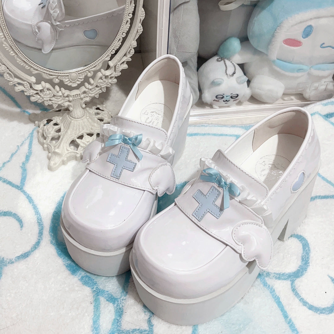 Tenshi Kaiwai Shoes High Heels Shoes Round Toe Platform Shoes 35442:512532