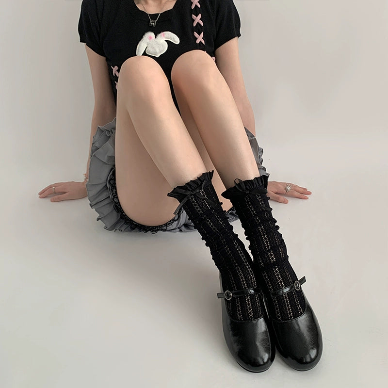 Lightweight Lolita Socks, Scrunchy Ankle/Mid-Calf 2-in-1 43226:771869