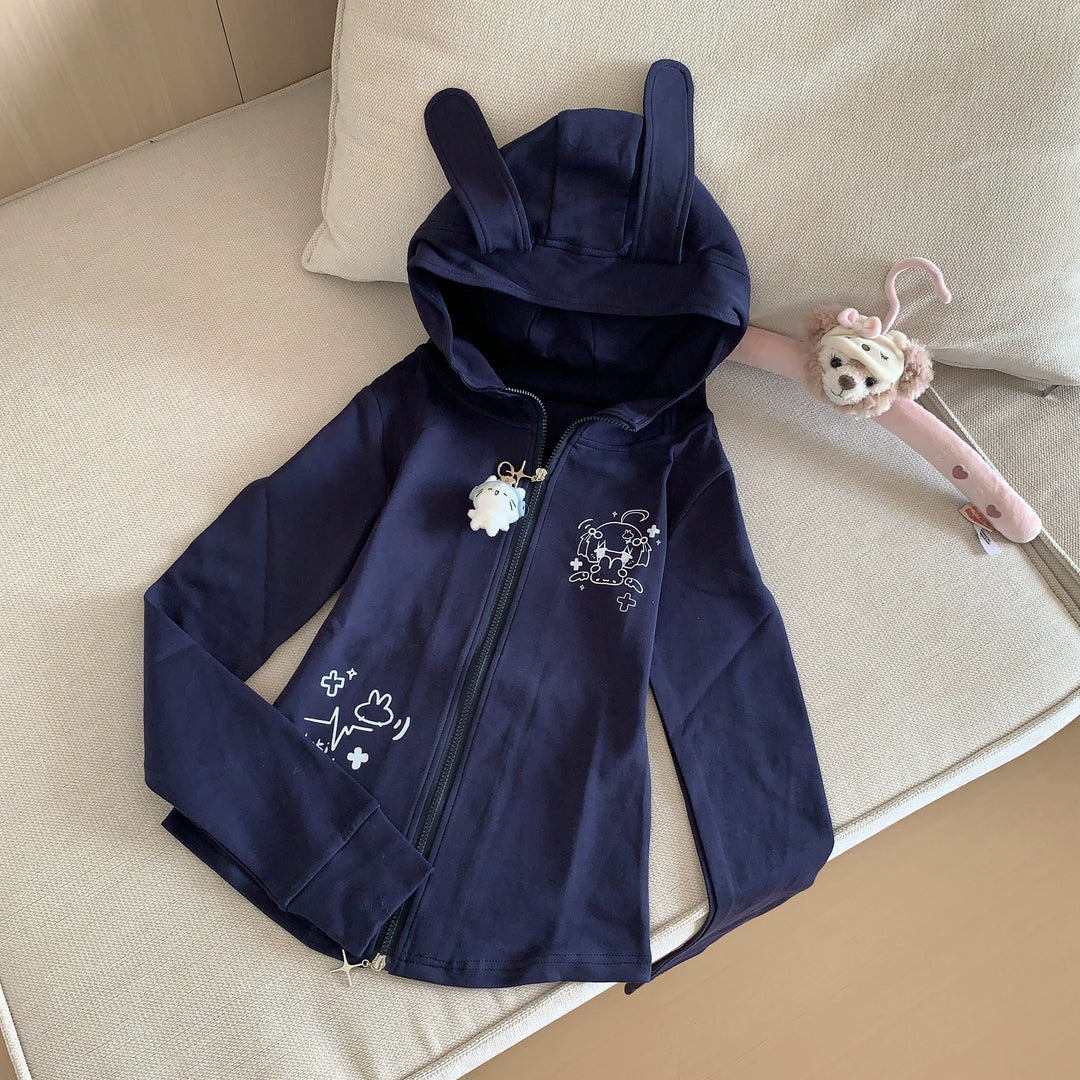 Hooded Jirai Kei Jacket, Bunny Ears & Two-Way Zippers 42899:759116