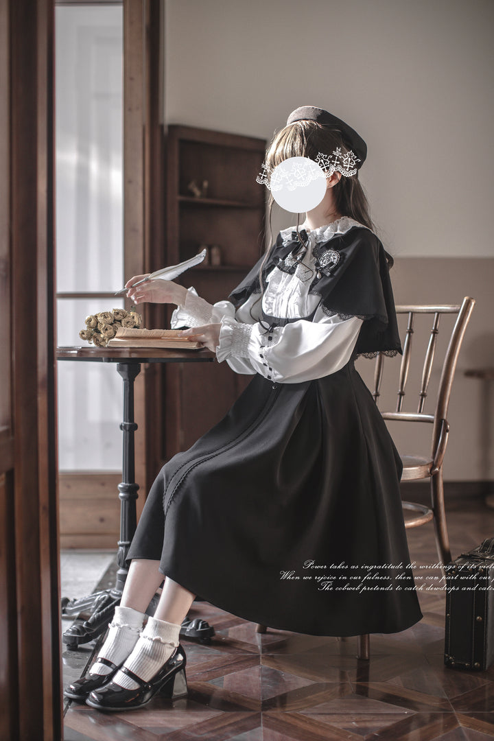 Preppy Sytle Dress, Detachable Cape 44123:798532