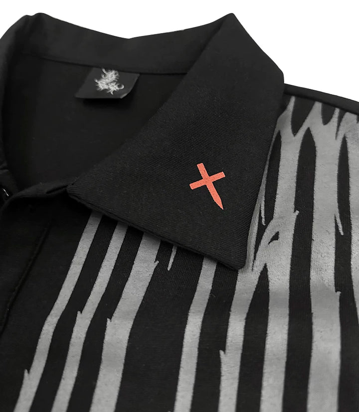 Unisex Gothic Polo Long Sleeve Tee, Red Cross 46068:875069