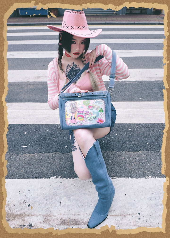 Kawaii Ita Bag Denim Crossbody Bag Large Capacity Handbag 37050:551664