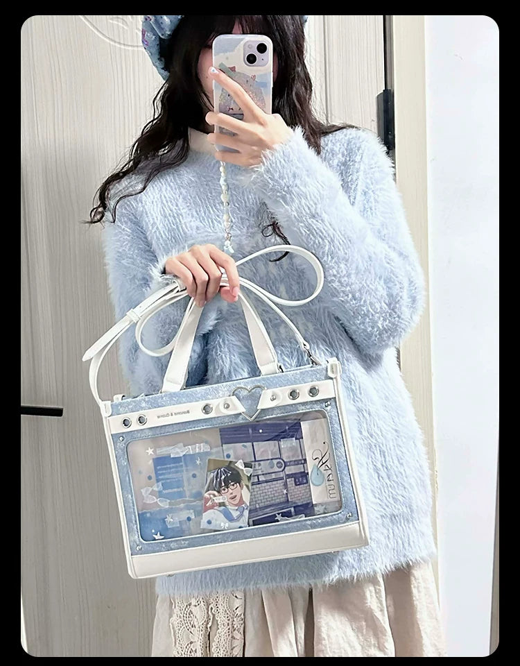 Japanese-Style Boxy Shape Ita Bag, Detachable Chain 45417:847841