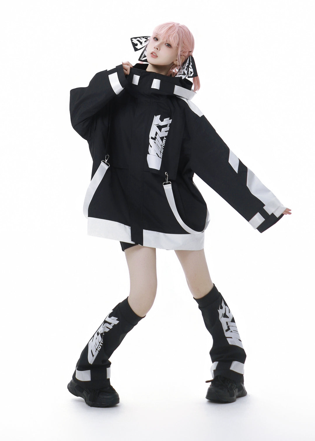 Tenshi Kaiwai Suit Hooded Windbreaker Shorts Set 40084:654422