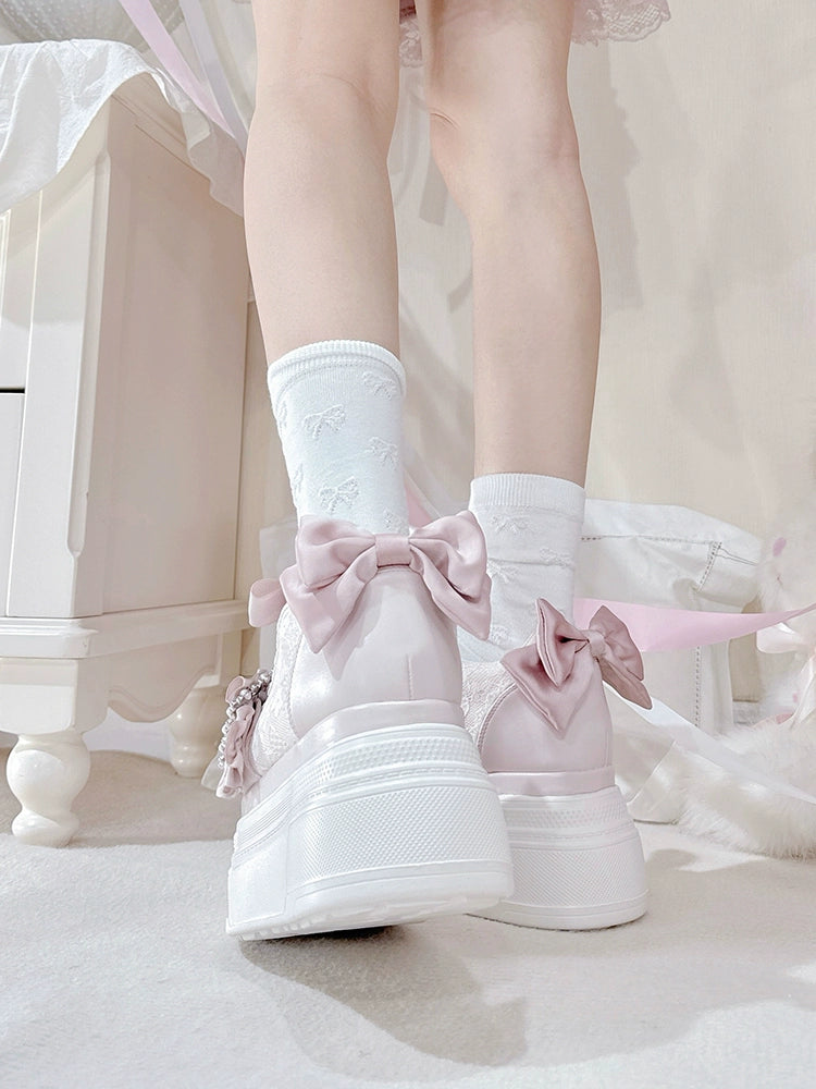 Ryousangata High Platform Shoes, Satin Bow 43688:783033