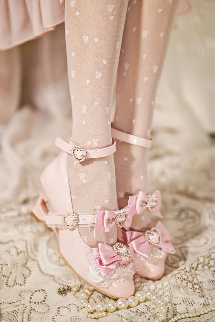 Princess Lolita Wedge Shoes with Open Heart Hollow Heel 42709:749998