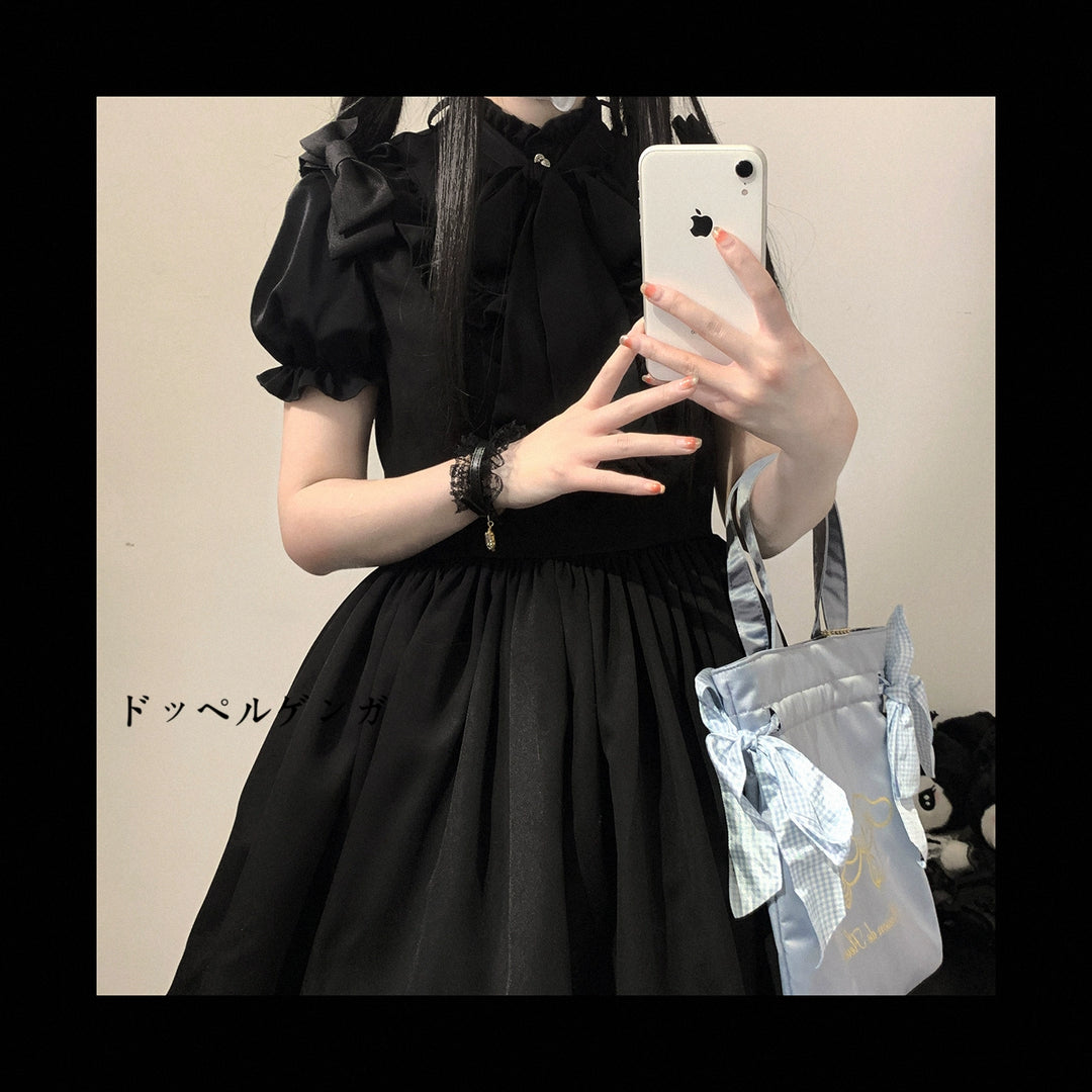 Jirai Kei Blouse Sweet Butterfly Tie Shirt Short Sleeve Top 35382:522532
