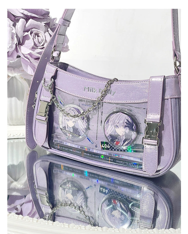 Y2K Style Ita Bag, Clear Window & Detachable Chain 43228:772316