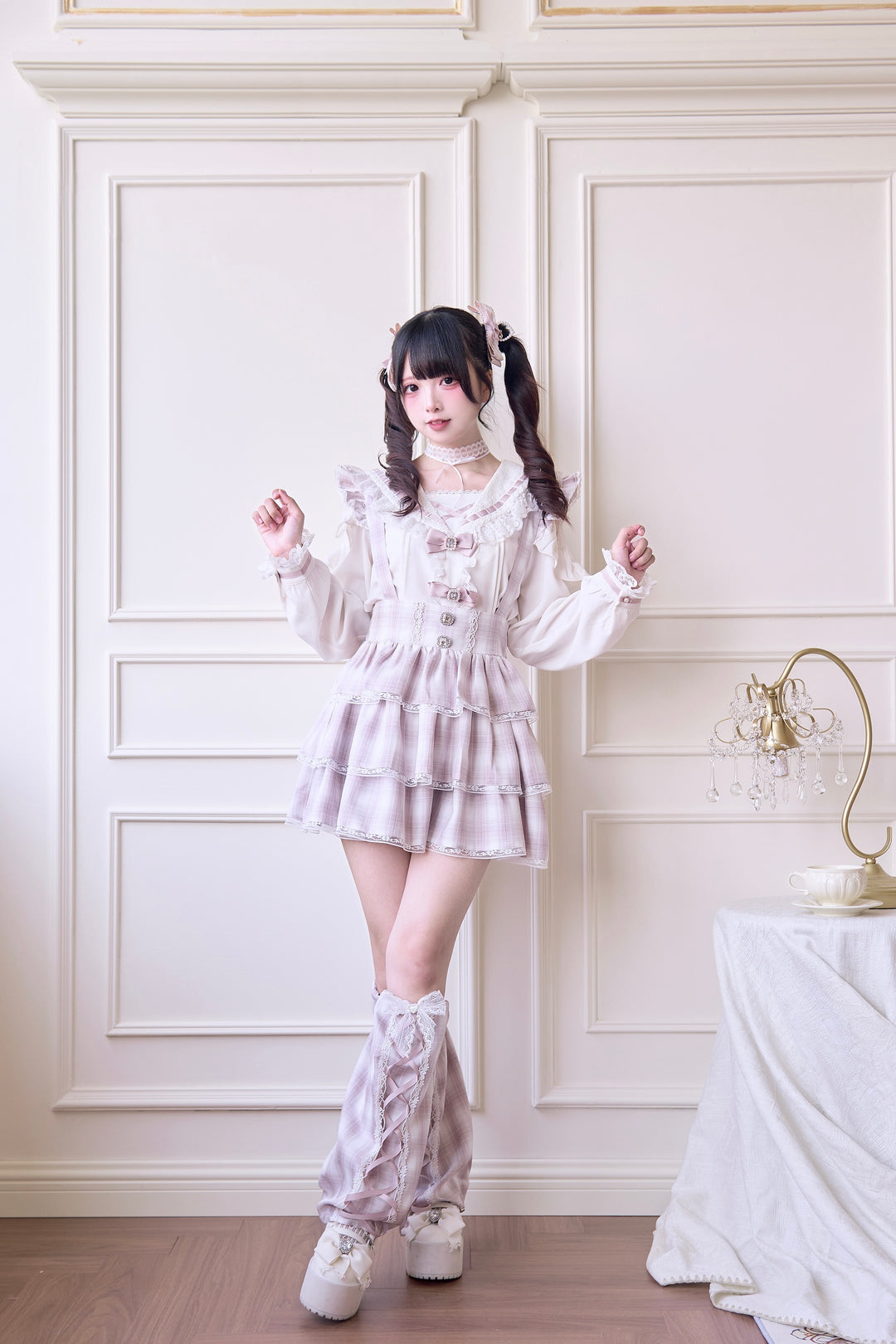 Plaid Jirai Kei Suspender Skirt with Removable Straps (L M S) 42625:750981