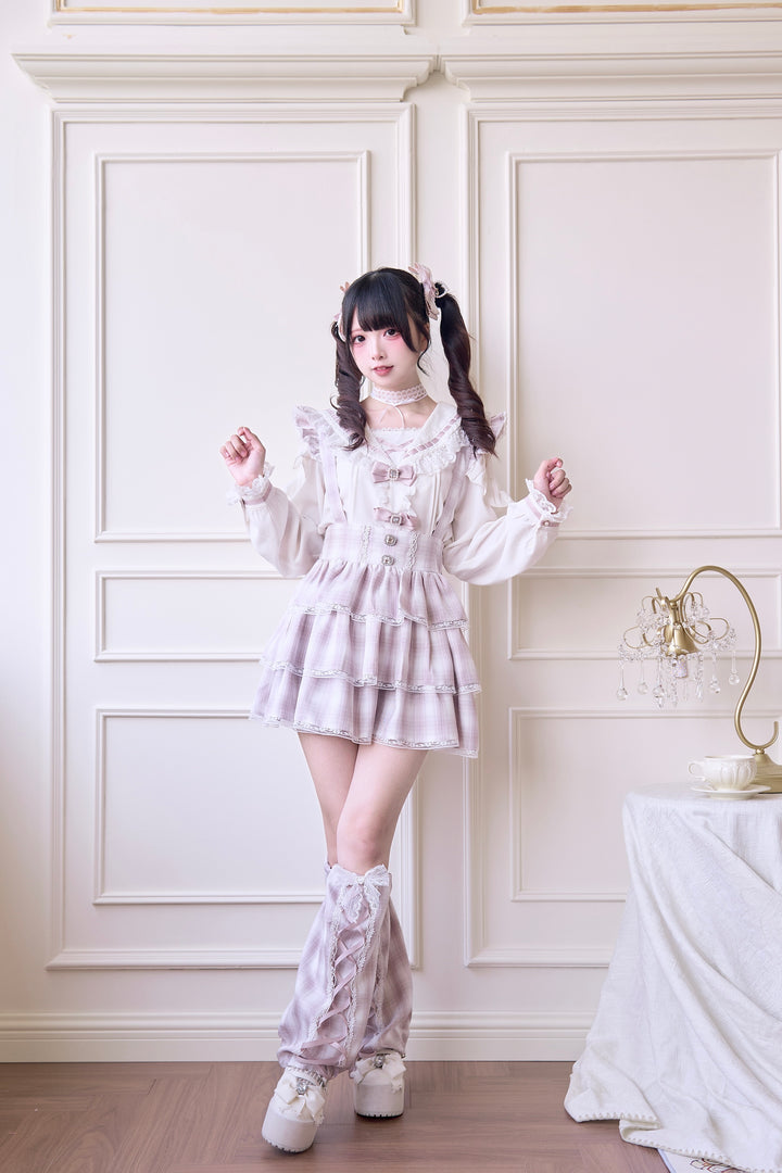 Plaid Jirai Kei Suspender Skirt with Removable Straps (L M S) 42625:750981