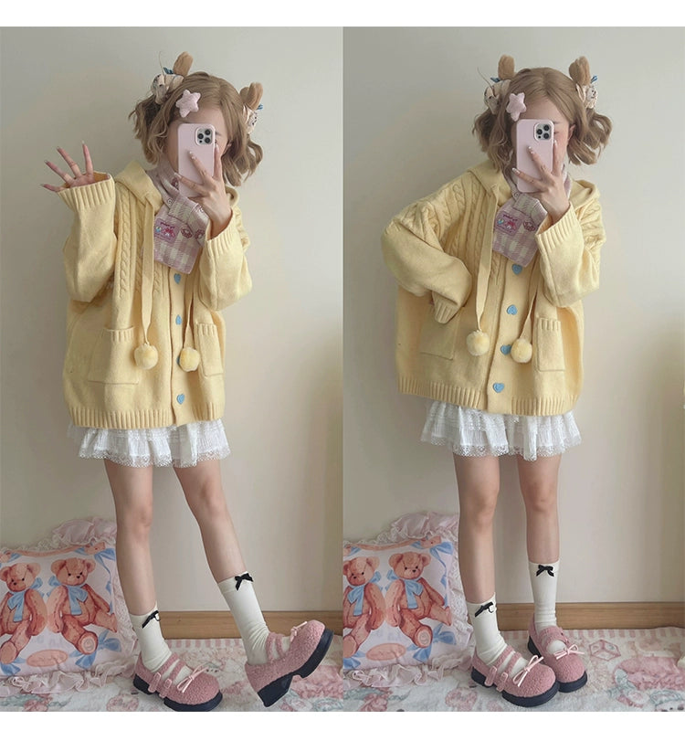 Kawaii Oversized Cardigan Sweater Coat Multicolor 22652:345578