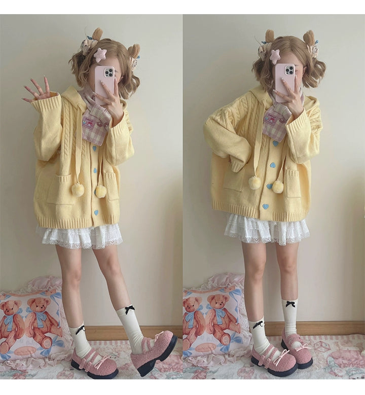 Kawaii Oversized Cardigan Sweater Coat Multicolor 22652:345578