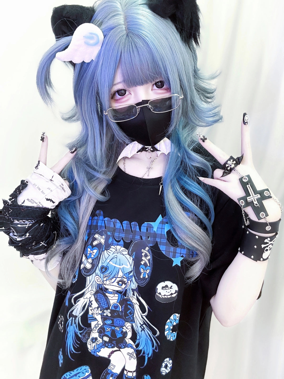 Jirai Kei T-shirt Punk Anime Print Shirt Sweet Cool Top 37574:574360
