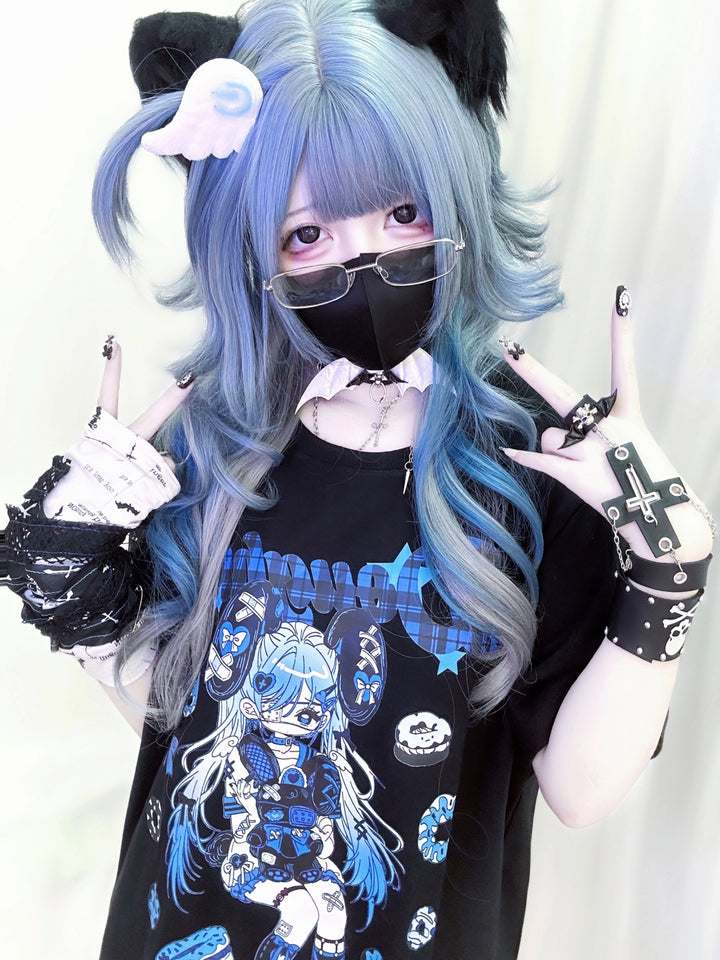 Jirai Kei T-shirt Punk Anime Print Shirt Sweet Cool Top 37574:574360