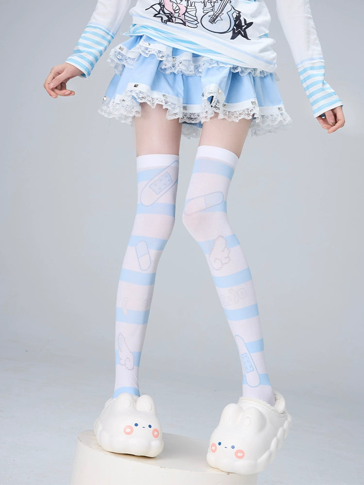 Tenshi Kaiwai Socks Over-the-Knee Socks Velvet High Tube Socks 36524:535694