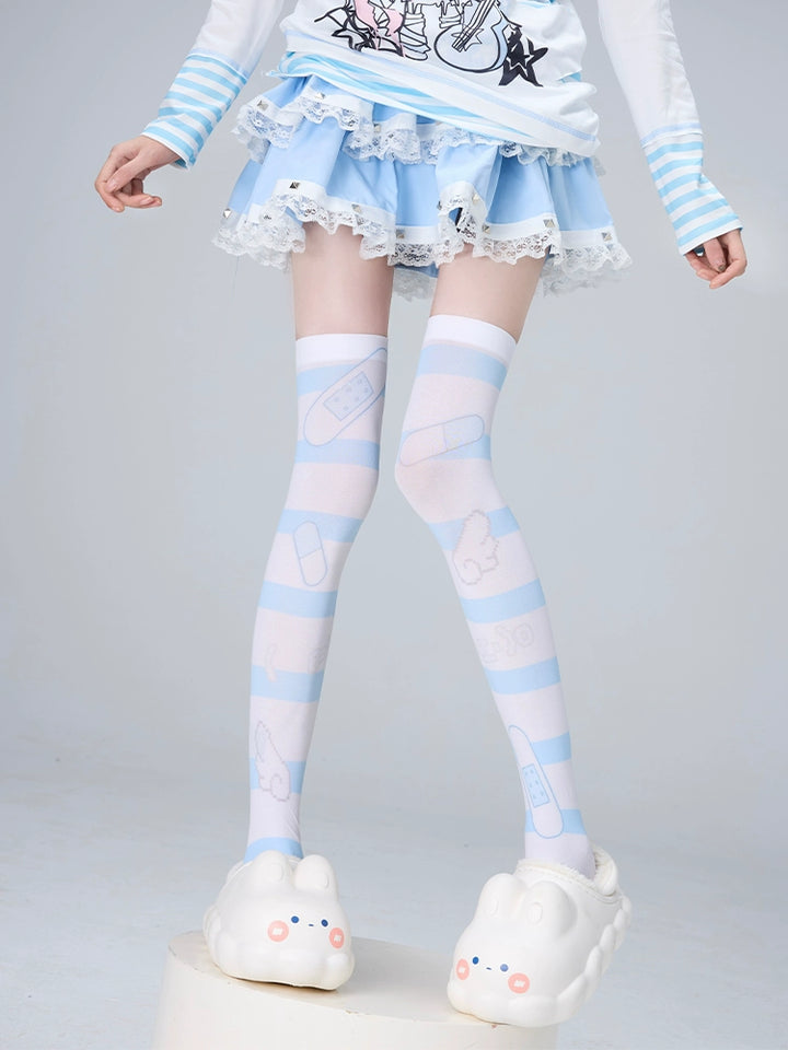 Tenshi Kaiwai Socks Over-the-Knee Socks Velvet High Tube Socks 36524:535694