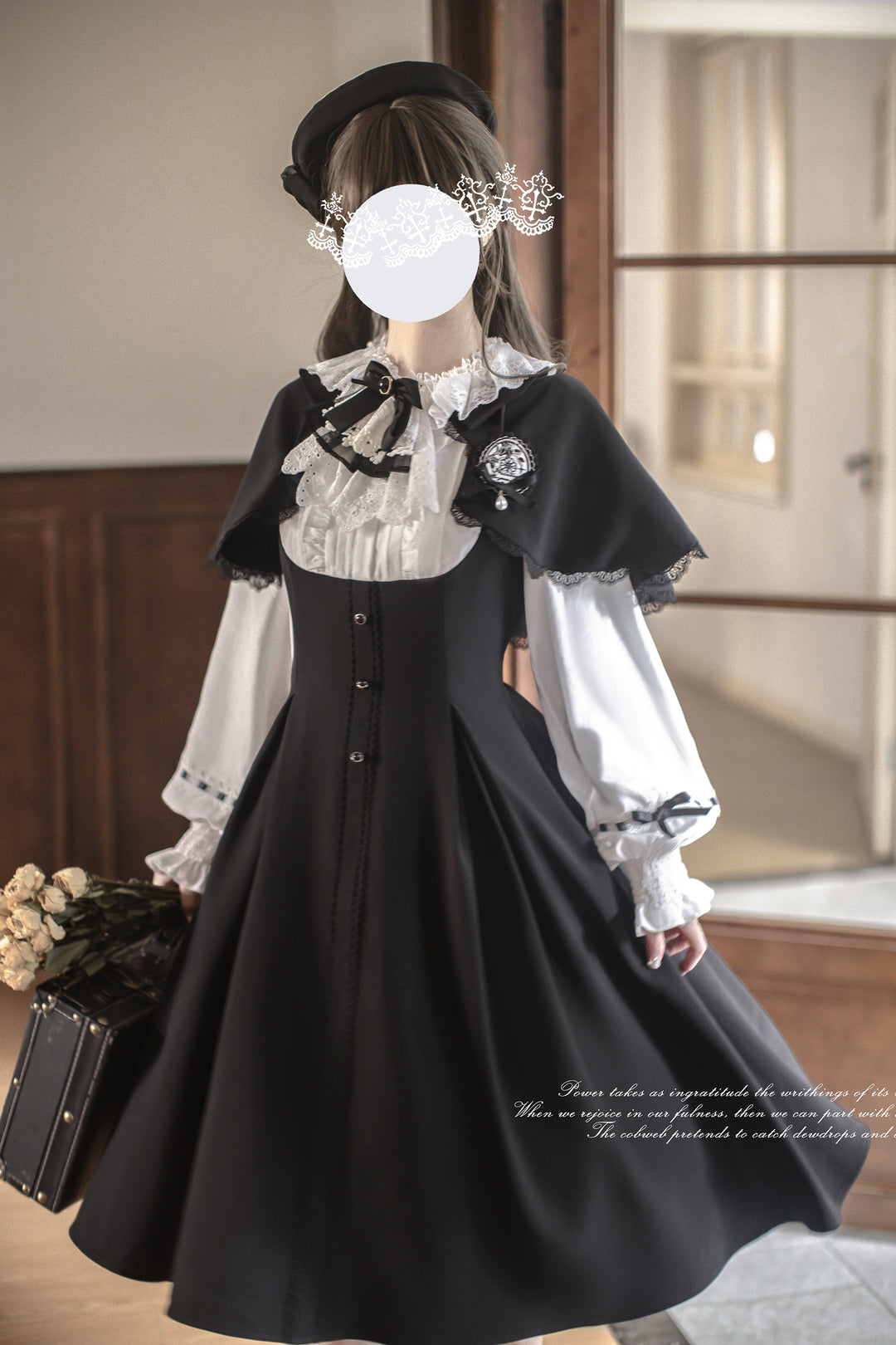 Preppy Sytle Dress, Detachable Cape 44123:798529