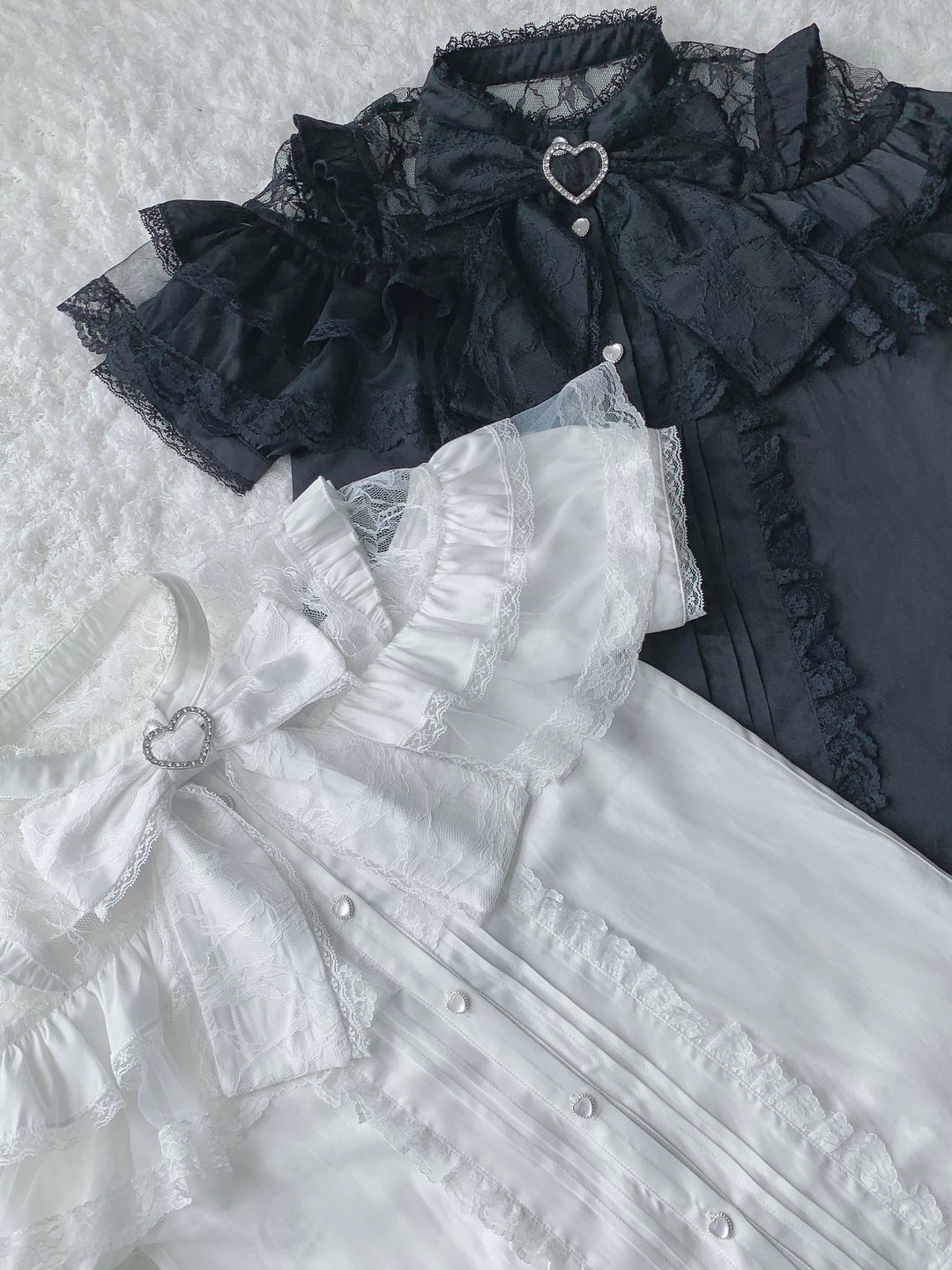 Jirai Kei Blouse Ruffle Lace Ribbon Shirt 38554:591940