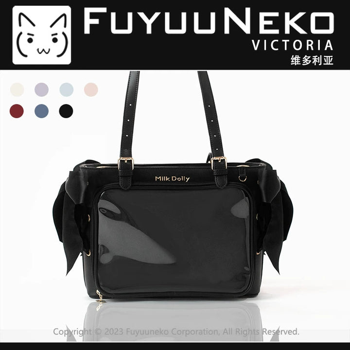 Large Capacity Ita Bag With Window Front & Detachable Ribbon Bow (Black) 43229:772417
