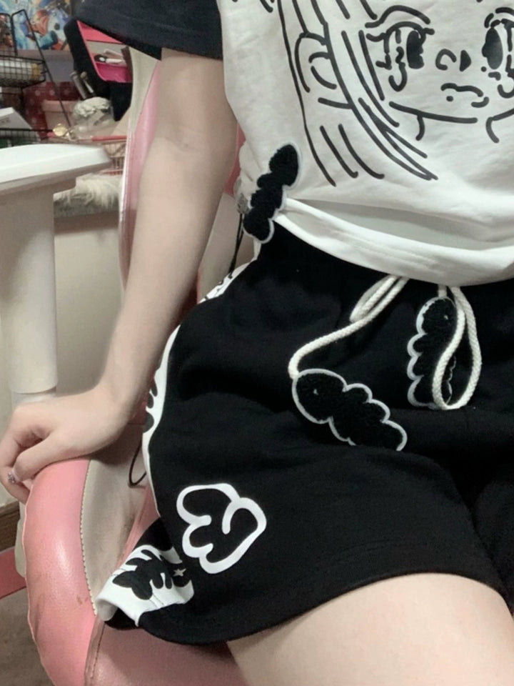 Jirai Kei Black Sky Blue White Sports Shorts 29186:341156 29186:341156