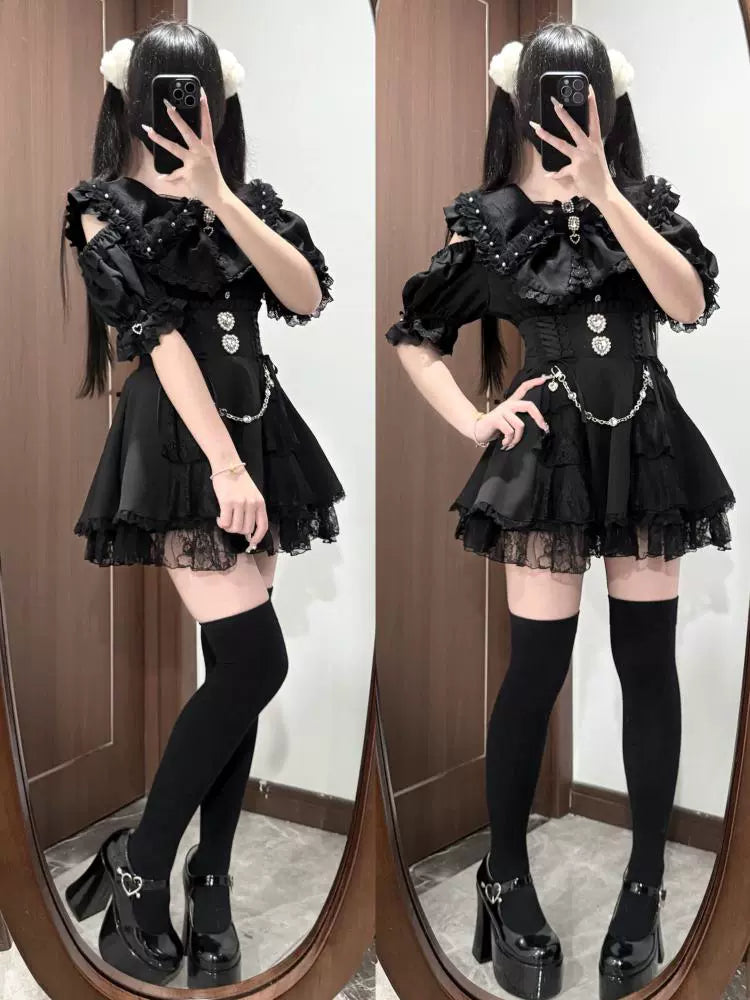 Jirai Kei Bunny Ear Blouse, Ruffles and Lace 43937:791898