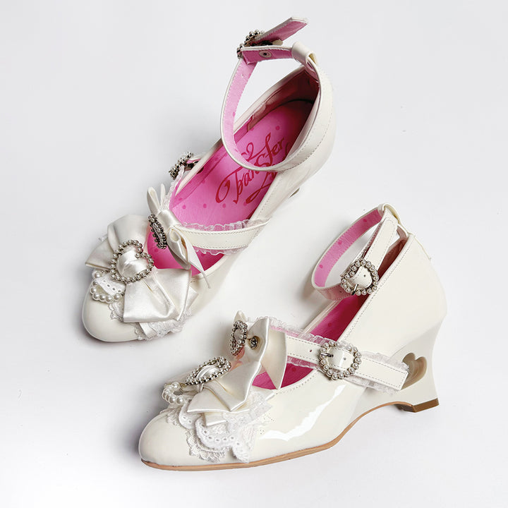 Princess Lolita Wedge Shoes with Open Heart Hollow Heel (34 35 36 37 38 39 40 41) 42709:750032