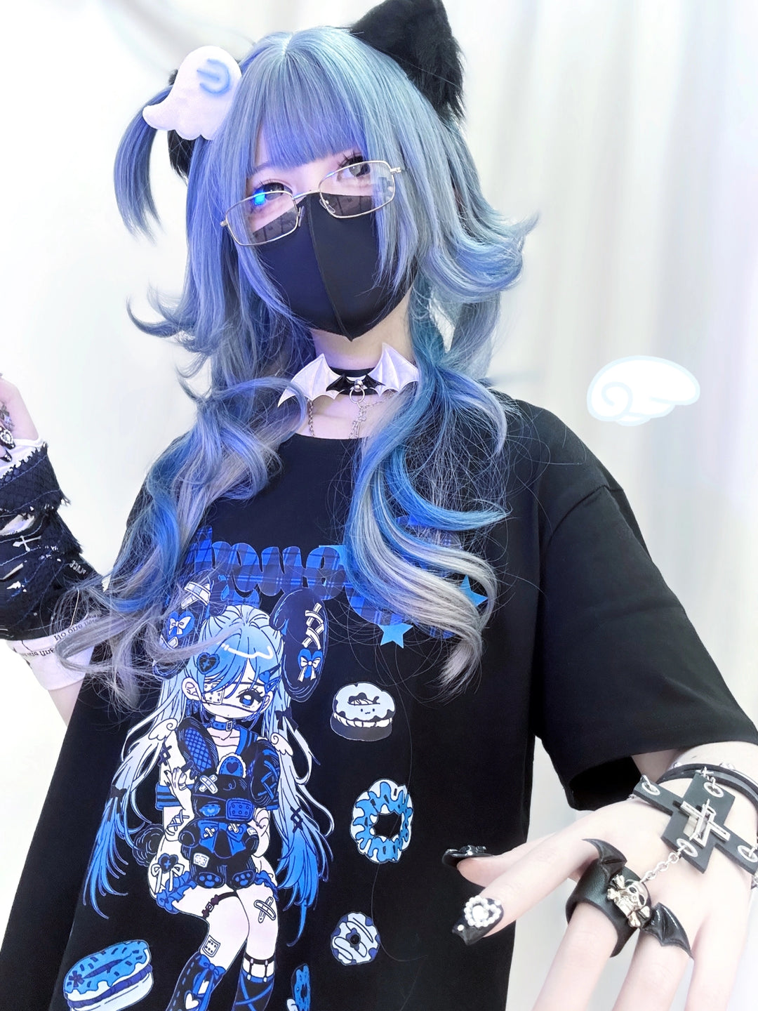 Jirai Kei T-shirt Punk Anime Print Shirt Sweet Cool Top 37574:574374