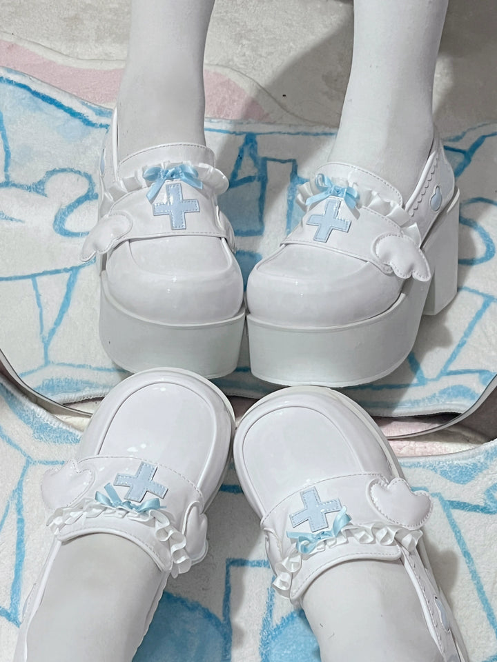 Tenshi Kaiwai Shoes High Heels Shoes Round Toe Platform Shoes 35442:512524
