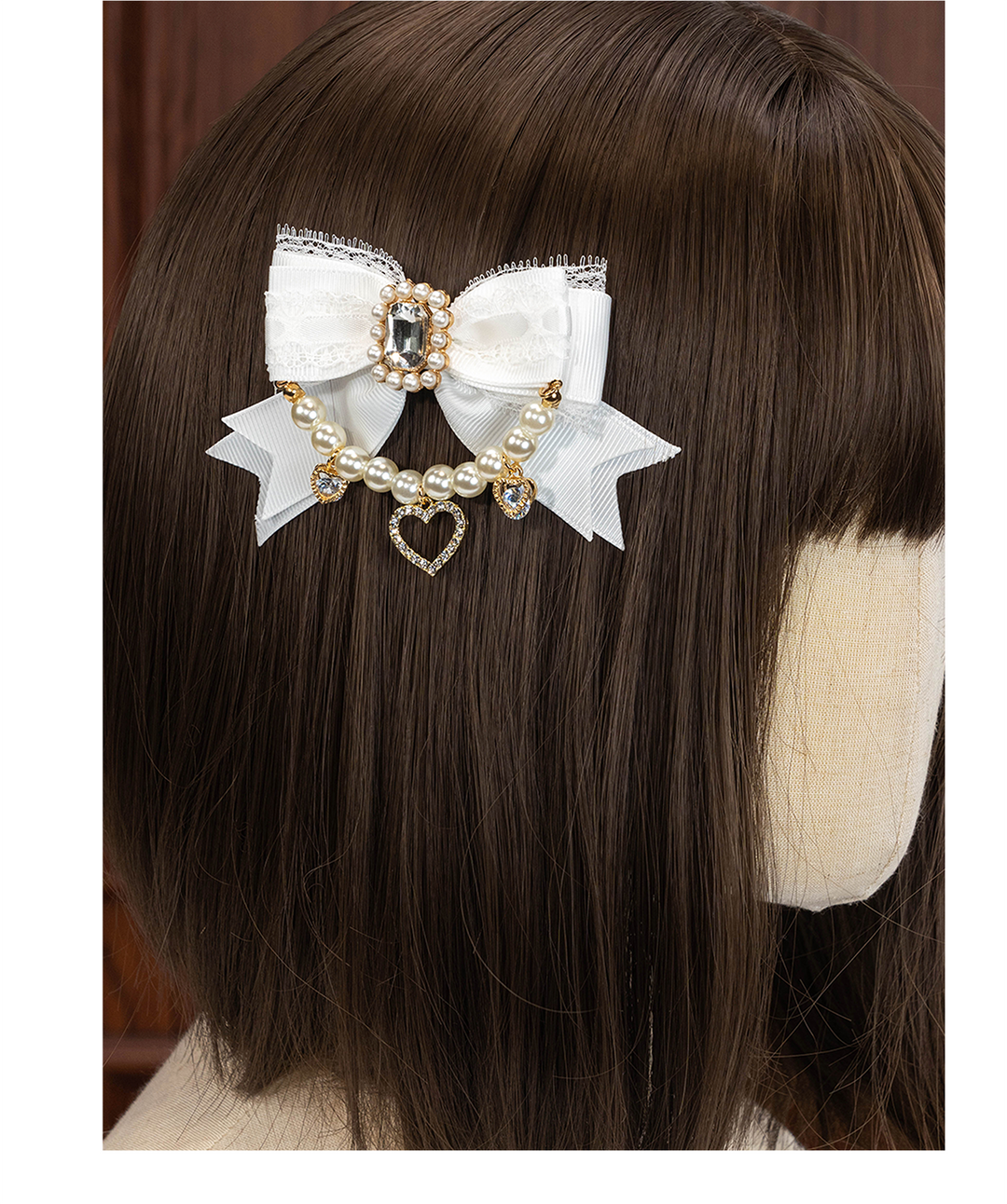 Jirai Kei Hairclip Shoe Clip Lolita Hair Pin Pearl Chain Rhinestone (Pair) 33814:446754