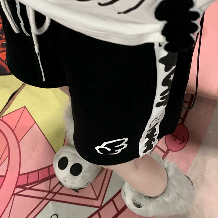 Jirai Kei Black Sky Blue White Sports Shorts 29186:341154 29186:341154